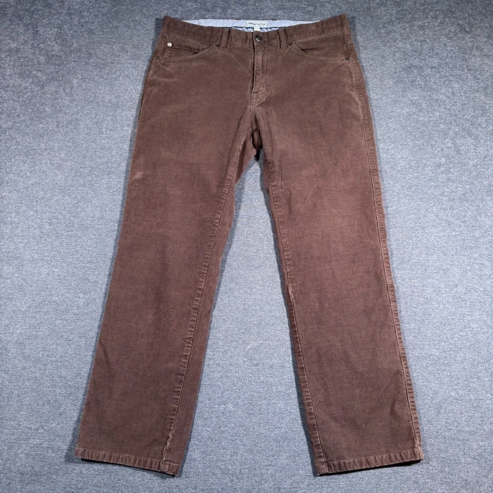 Peter Millar Corduroy Pants Mens 33x28 Brown Cotton Modal Stretch Flat Front